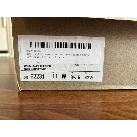 Clarks Women's Verona Step Fashion Boot Dark Taupe Leather NEW 11 W - Picture 5 of 9